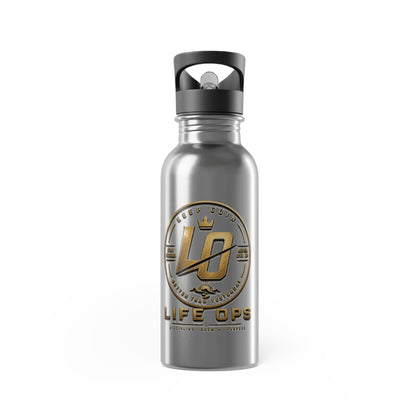 Life Ops 20oz Stainless Steel Water Bottle with Straw — Durable Metallic Sports Bottle