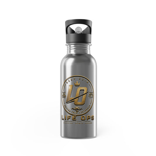 Life Ops 20oz Stainless Steel Water Bottle with Straw — Durable Metallic Sports Bottle